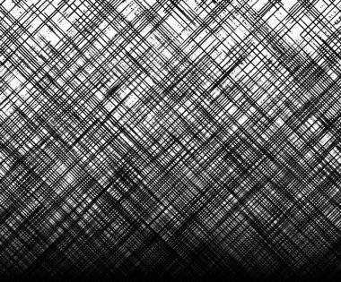 Kesişen köşegen çizgileri olan soyut siyah ve beyaz doku. Dinamik hissi olan yüksek kontrastlı grunge vektör arkaplanı.