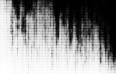 Siyah yarım ton noktalar beyazı baştan aşağı damlatan bir gradyan oluşturur. Komik grunge tarzında vektör illüstrasyonu.