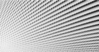 Siyah yarım tonlu noktalar beyaz arkaplanda dinamik çapraz ışınlar oluşturur. Cesur çizgi roman tarzı etkiye sahip vektör illüstrasyonu.