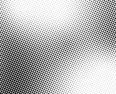 Klasik siyah yarım ton noktalar beyaz bir arkaplanda çapraz olarak kaybolur, zamansız ve çok yönlü bir mizah dokusu yaratır. Vektör illüstrasyonu.