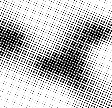 Beyaz arkaplanda dinamik bir şekilde yüksek kontrastlı siyah yarım ton noktalar. Vektör illüstrasyonu.