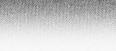 Siyah yarım tonlu noktalar beyaz üzerinde düzgün bir dikey eğim yaratır. Klasik bir mizah tarzında vektör illüstrasyonu.