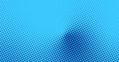 Koyu mavi yarım tonlu noktalar açık mavi bir arkaplanda kaybolur. Eski çizgi romanlardan esinlenilmiş tasarım tarzına sahip vektör illüstrasyonu.