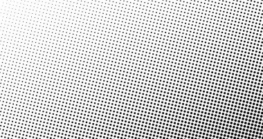 Beyaz arka planda siyah noktalı basit vektör yarım ton deseni. Pürüzsüz bir değişim ve retro hissi ile klasik pop sanat tarzı..