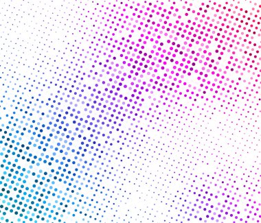 Rengi maviden pembeye değişen renkli canlı yarım ton nokta deseni dinamik ve modern soyut bir arkaplan oluşturur..