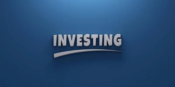 Investing writing lettering banner typography in white and blue color
