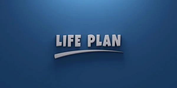 Life plan writing lettering banner typography in white and blue color