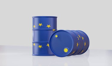 Politik kavram için ayrıştırılmış 3D petrol varilleri.