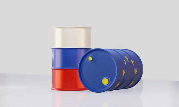 孤立的石油桶三维渲染作为政治概念的旗帜 — 图库照片