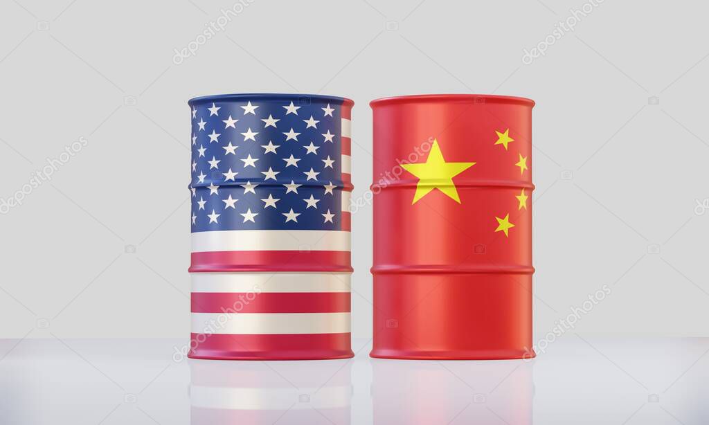 3d renderizado de barril de petróleo en bandera para la energía o concepto político. 2022