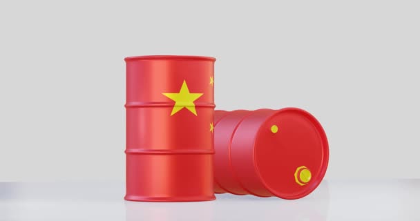Çin Bayrağında Petrol Varili — Stok video