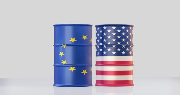 Barril Petróleo Euro Bandeira Dos Eua — Vídeo de Stock