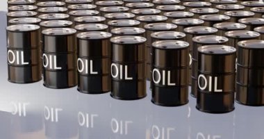 İzole edilmiş 3 boyutlu ham petrol varilleri.