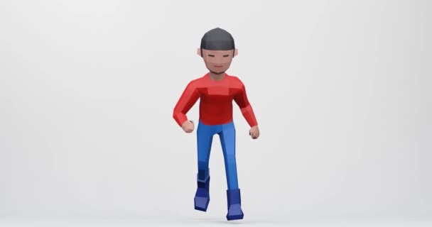 3Dレンダリングの実行中の漫画ダミー男の子でループビデオ — ストック動画