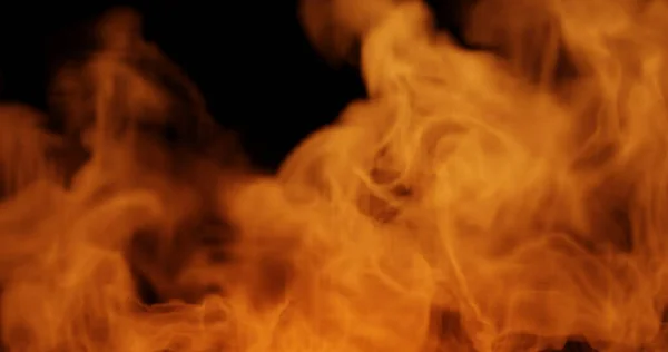 Isolierte Feuerflamme Textur Mit Schwarzem Hintergrund — Stockfoto