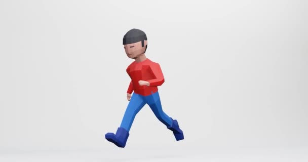 Καθιστούν Τρέξιμο Εικονίδιο Καρτούν Αγόρι Για Χρόνο Αιχμής — Αρχείο Βίντεο