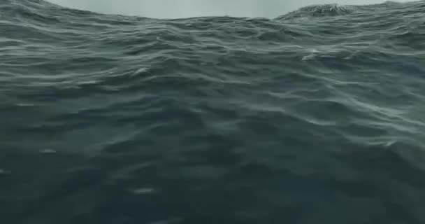 Render Laut Berombak Kasar Dengan Gelombang Dalam Air Badai — Stok Video