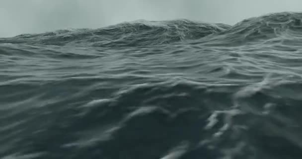 Vykreslení Vlnitého Drsného Moře Vlnami Bouřkové Vodě — Stock video