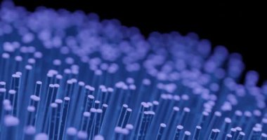 Veri transferi konsepti için yanıp sönen fiber optiğin 3d görüntüsü.