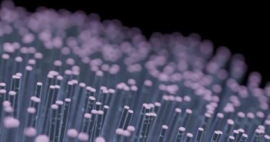 Veri transferi konsepti için yanıp sönen fiber optiğin 3d görüntüsü.