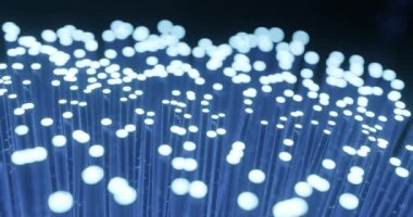 Veri transferi konsepti için yanıp sönen fiber optiğin 3d görüntüsü.