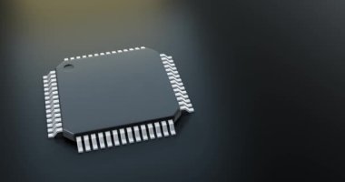  3d render of microchip or semiconductor chip, for computing or computer processing.