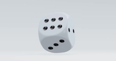 3d render of isolated rotating dice for casino or gambling concept, looping video.