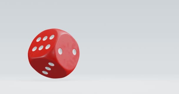 カジノやギャンブルの概念のための絶縁ダイスの3Dレンダリング — ストック動画