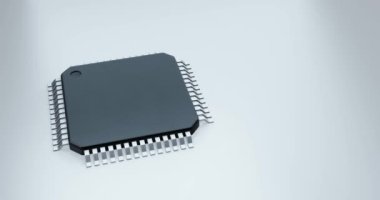  3d render of microchip or semiconductor chip, for computing.