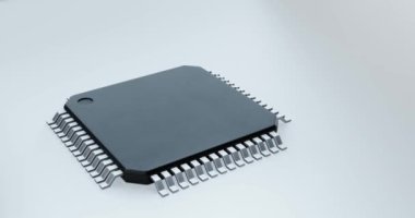  3d render of microchip or semiconductor chip, for computing.