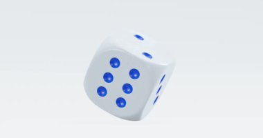 3d render of rolling dice with motion blur for casino or gambling concept, with alpha layer on second half of video.