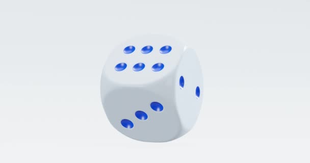 カジノやギャンブルのコンセプトのためのモーションブラー付きローリングダイスの3Dレンダリング — ストック動画