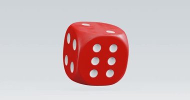 3d render of isolated rotating dice for casino or gambling concept.