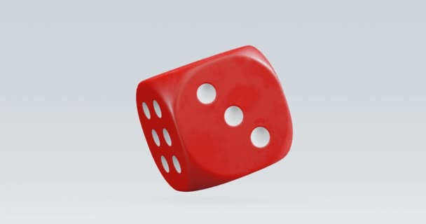 用于赌场或赌博概念的孤立旋转骰子3D渲染 — 图库视频影像