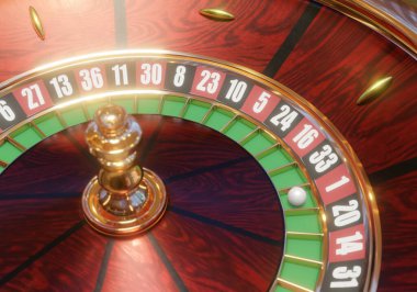 3d render of casino roulette wheel for gamble concept, gambling background.