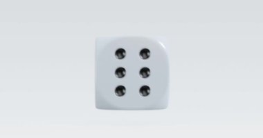 3d render of isolated spinning or rotating dice for casino or gambling concept.