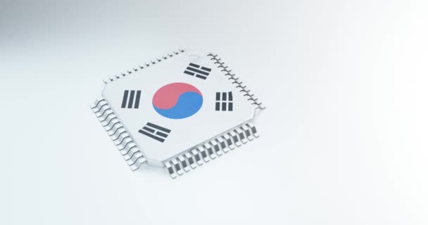Render Microchip Semiconductor Chip Korea Flag Computing — стоковое видео
