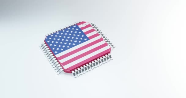 Render Microchip Semiconductor Chip Flag Computing — Vídeos de Stock