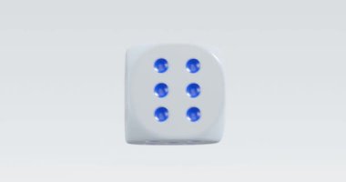 Kumarhane ya da kumar konsepti için hareket bulanıklığı olan 3 boyutlu zar, farklı son numaralara sahip 6 set.