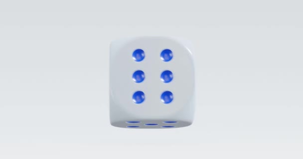 三维渲染滚动骰子的运动模糊赌场或赌博概念 一组6个不同的最后数字 — 图库视频影像