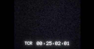 VHS video oynatıcı ekran çalıştırılan zaman kodu, gürültü ve crt tv arızası ile vintage etkisi.