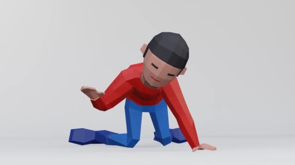 Render Dummy Man Desperate Despair Concept Kneel — Stock Video