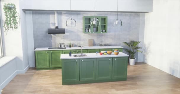 Render Dapur Pagi Hari Untuk Konsep Desain Interior Dalam Ruangan — Stok Video
