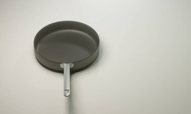 Mutfak, restoran, aşçılık veya yemek konsepti için 3 boyutlu izole kızartma tavası.