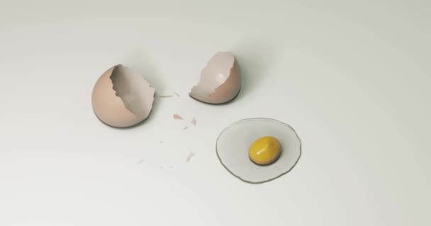Render Cracked Raw Dropping Egg Nutritious Breakfast Food Concept — Stock Video