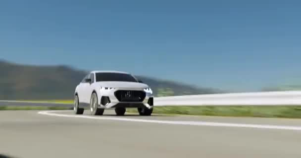旅行および交通機関の概念のための高速道路の運転車または巡航車の3Dレンダリング ビデオをループする — ストック動画