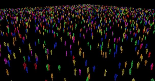 3D将人类人物描绘成社会或社会问题的人群 — 图库视频影像