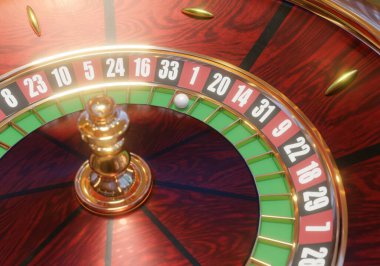 3d render of casino roulette wheel for gamble concept, gambling background.