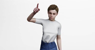 3D kadın, kadın, kız ya da bayan şikayetçi ve sinirli bir şekilde tartışıyor