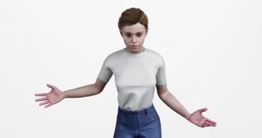 3D kadın, kadın, kız ya da bayan şikayetçi ve sinirli bir şekilde tartışıyor